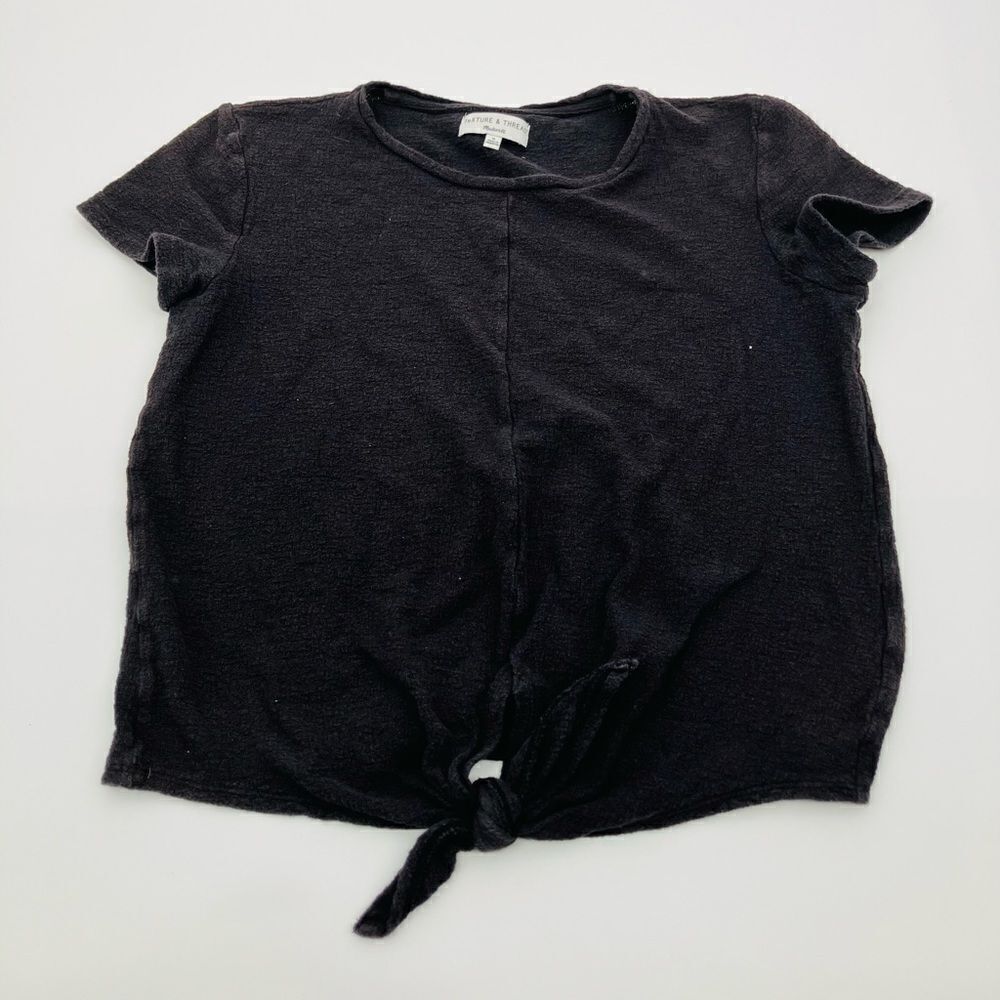 Madewell | Women's textured front tie Black Blouse | size medium